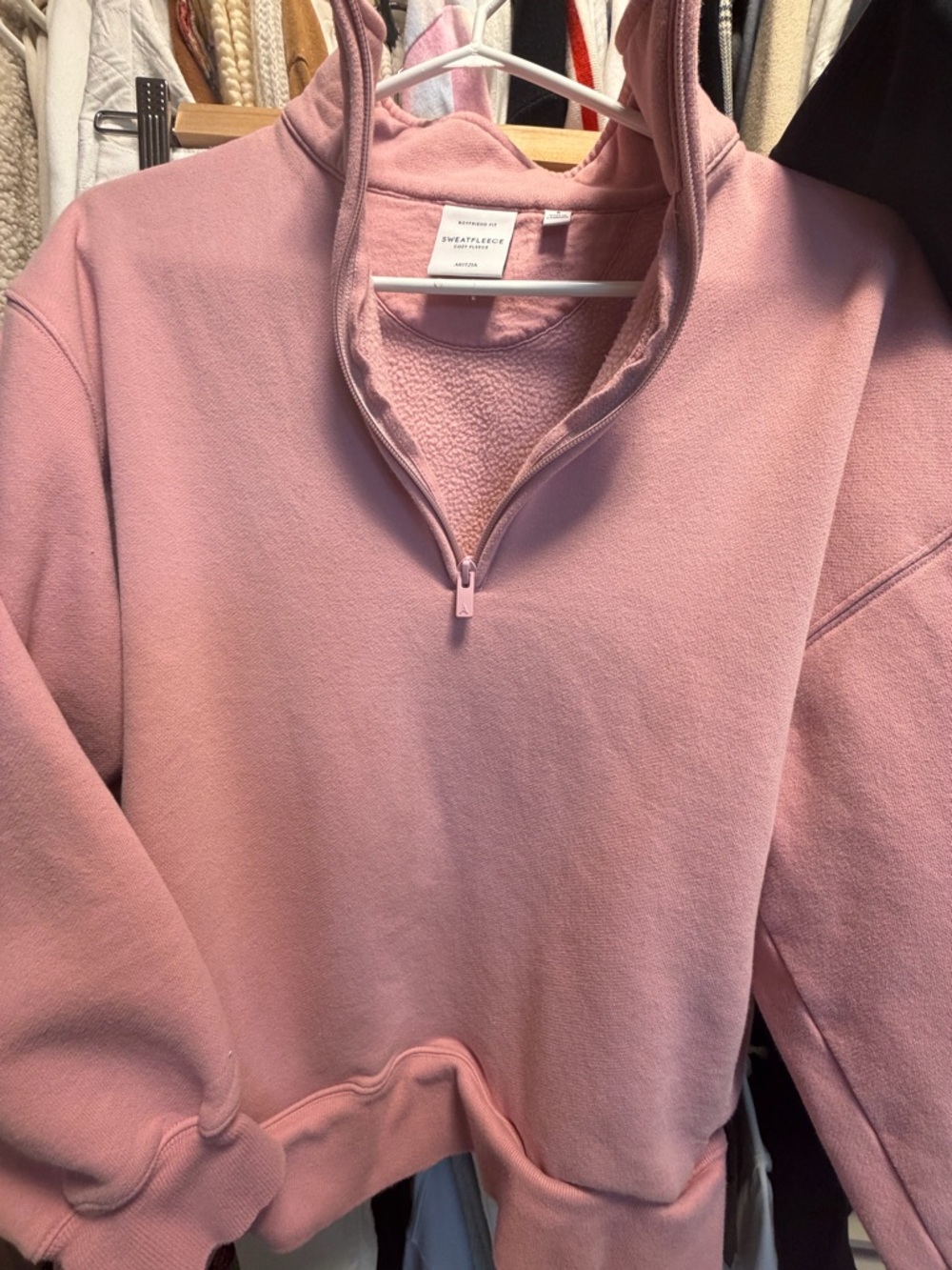 Aritzia Dusty Pink Half-Zip Fleece Pullover